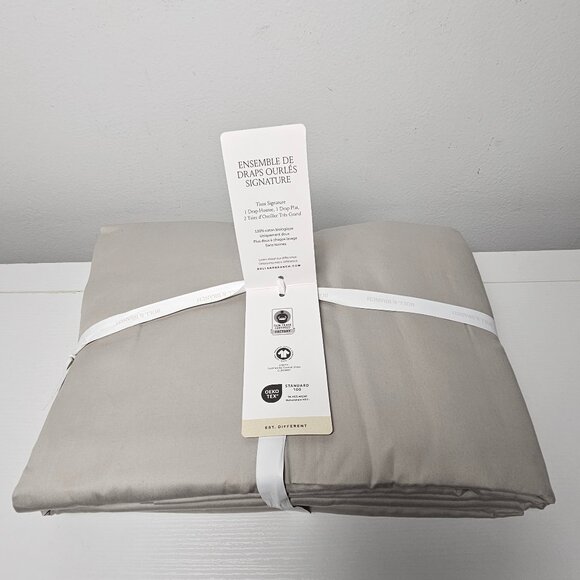 Boll & Branch Signature Hemmed Sheet Set / Pewter / King Size - Picture 3 of 5